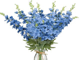 6Pcs Artificial Delphinium Flower, 34.6' Long Silk Flowers Silk Larkspur Flowers Plant Floral Faux V1192-AZ-W-25271