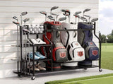 Everfit Golf 3 Bag Storage Golf Storage Garage Organizer with Wheels Black GSR-A-3T-BK