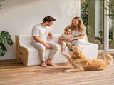 Artiss Folding Kraft Paper Sofa 3 Seater Accordion Bench with PU Leather Cushion Collapsible Couch PAPER-SOFA-3S-WHWD