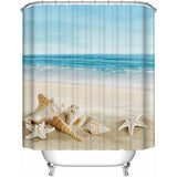 Waterproof Anti-Mildew Shower Curtain 200x240 cm Beach Elegant Pattern V1188-CE-Y1300096