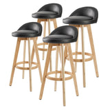 4X Wooden Bar Stool Dining Chair Leather LEILA 72cm BLACK V274-FT-WBSPVC-82BK4