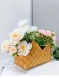 Handwoven Wooden Chip Handheld Decorative Basket, Baking Pastry Container, Living Room Floral V1221-XM-LB3875-ZS92