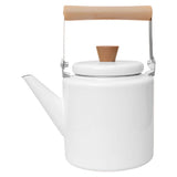 Enamel Tea Kettle White Wood Handle Retro Design Fast Boil No Harmful Substances V1366-AZ2-W-18812