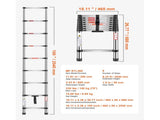 Telescoping Ladder, 2540mm Stainless Steel Lightweight Extension Ladder, Multi-Button Retraction V952-SSTTNLSLK85F88IXYV0
