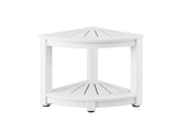 Gardeon Outdoor Coffee Side Table HDPE Desk Corner Shower Stool Bench Seat with Storage Shelf White FF-BEACH-DESK-HECOR-WH