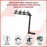 Premium 4-Bike Carrier Rack Hitch Mount Swing Down Bicycle Rack W/ 2" Receiver V63-836221