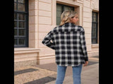 Women Flannel Shirts Shacket Black and White XXL V1369-AZ3-W-12912