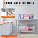 Stainless Steel Prep Table, 30 x 48 x 34 Inch, Heavy Duty Metal Worktable with 3 Adjustable Height V952-CFBXGGZTLCWJMJYVIV0