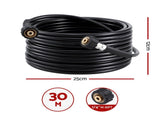 Giantz Pressure Washer Hose 30M 5800PSI Power Replacement Extension 1/4'' Quick Connect WASHER-HOSE-30M-BLK