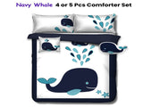 Ramesses Navy Whale Kids Advventure 4 Pcs Comforter Set Single V442-KIT-COMFORTER-WHALE-NAVY-SB