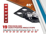 Adjustable Angle Guide Rail Square for Track Saws with 19-Position Stop from -45&deg to 45&deg, T-Shape V1341-ZY-DZM638UM-BLACK