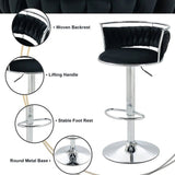 SERENIT Silver Swivel Upholstered Velvet Adjustable Height Counter Stool with Metal Frame Black V255-GP2311R-BLACK