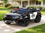 Rigo Kids Electric Ride On Patrol Police Car Horn Music Remote Black RCAR-POLICE-RGROVER-N-BK