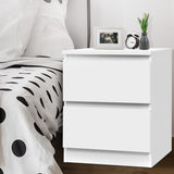 Artiss Bedside Table 2 Drawers - PEPE White FURNI-E-PURE-WH