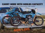 Motorcycle Carrier, 2-Bike 272.15KGS Aluminum Motorcycle Carrier Hitch Mount, Loading Ramp, Scooter V952-MTCYSJLZ600BGLI5EV0
