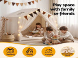 Keezi Kids Play Tent with Star Lights Windows Flag 144cmx95cm Playhouse TENT-PLAY-147CM-WH
