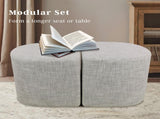 2X Ottoman Stool Linen Fabric Footstool Foot Rest Pouffe Pouf Seat - Cream Grey V274-FT-GQSST03-CR2