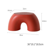 Red Minimalist Round Shape Footstool - Durable Anti-slip Rainbow Stool for Home, Creative Design V888-ELOSUNG17764