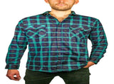 Mens 100% Cotton Flannelette Shirt Long Sleeve Check Authentic Flannel - Green/Navy - 9XL V563-FS-FP22-82-9XL