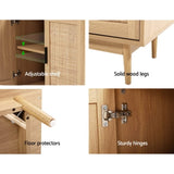 Artiss Rattan Buffet Sideboard 2 Doors - BRIONY Oak FURNI-E-RAT-SID90-WD