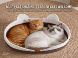 Handwoven Cotton Rope Cat Bed with Adorable Cat-Ear Design, Breathable Oval Nest with Front Opening V1341-ZY-XQJER22K-F2