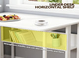 Compat Foldable Desk Rolling Study Desk Small Computer Desk with Wheels and Storage Shelf for Small V985-FOLDABLEDESK