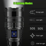 rechargeable LED, 6000mAh, 5 mode, COB tail light, camping V1102-124-51252-BLK-6000MAH