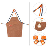 Coffee Denim Apron Stylish Hairdressing Smock for Salon and Work Use V1369-AZ3-W-16924