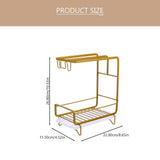 1Set Kitchen Draining Rack Golden Sponge Holder with Open Drain Design V1369-AZ3-W-18123