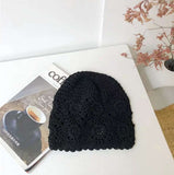 4 Pcs Hat Fall Handmade Knit Floral Cotton Cutout Summer Hats for Women Lightweight Knitted A set V1370-AZ4-04891