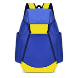 Basketball Backpack, Large Sports Gym Bag with Ball Compartment - Blue Yellow V1308-DSZKI-2494-3