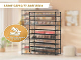 10-Tier Metal Shoe Rack Black Large 50-Pair Shoe Storage Organiser Shelf V63-840551