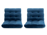 Artiss 2PCS Floor Lounge Sofa Bed Flannel Fabric Navy FLOOR-SBL-M193-S-NAX2