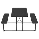 Gardeon 3 PCS Outdoor Furniture Dining Set Lounge Setting Patio HDPE Bench ODF-3PCS-BST-J-BK