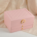 Pink Large Lockable Jewellery Box with 3 Drawers PU Leather Jewellery Organiser Case for Rings V888-ELOSUNG54213