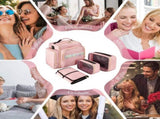 1pc Complete Travel Makeup Bag Set, Pink, Large Capacity Cosmetic Organizer with Detachable Pouch, V1232-HZSNB001