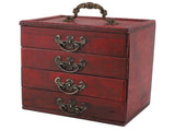 Jewelry Box Chinese Vintage Case 4 Drawer Wood Oriental Compact Ample Capacity Versatile Storage V1294-YM0710-3117230360411