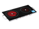 Devanti Portable Ceramic Cooktop Dual Burner Electric Hot Plate 2800W Black CCT-B-SD-2B-2Z-TOUCH-BK