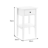 Sarantino Rue Bedside Table in White TBL-470-02-WH