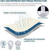 100% Terry Cotton Fitted Mattress Protector Waterproof King V201-W12850221