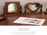 Round Mirror with Drawer Orbicular Wooden Tabletop Vanity Mirror Elegant Design V888-ELOSUNG16533