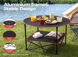 Weisshorn Folding Camping Table with 4 Cup Holders Metal Oxford 73CM Black XFEL-CAMP-4CUP-WD