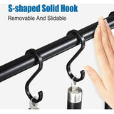 Kitchen Utensil Wall Bar Black, Kitchen Shelf Bar with 6 Removable Hooks Wall Mount Shelf Door Rack V1237-MS-626-019