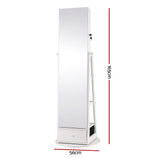Artiss 360&deg Rotating Jewelry Cabinet Full Length Mirror, White JC-B-ROT02-164-WH
