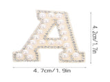 HOOWIFFY White Letter Iron-On Patches with Embellishments for Clothing Decoration, 26 Pieces V1189-WXFWAL-20260326-02591
