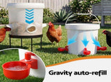 Giantz 20L X2 Chicken Feeder Waterer Set Automatic Poultry Dispenser Metal Stand FIK-FEEDER-ST-20L-WH