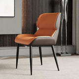 Orange Brown Italian Minimal List Dining Chairs PU Retro Chair Cafe Kitchen Modern Metal Legs x2 V255-I-DICHAIR-DR-OR