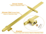 Brushed Gold 2in1 Set 8" Square Rain Shower Head 3 Modes Handheld Silde Rail Arm V1233-C7121GHS002M4CGKSS108G