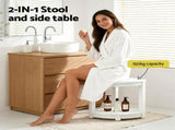 Gardeon Outdoor Coffee Side Table HDPE Desk Corner Shower Stool Bench Seat with Storage Shelf White FF-BEACH-DESK-HECOR-WH
