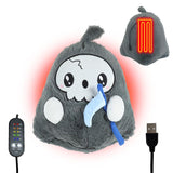 USB-Powered Plush Heating Pad with Cute Grim Reaper Design Portable Warmth for Home, Office, Car, V1341-ZY-FLNYWFWW-GREY